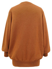 Cashmere and Silk Combination Animal Pattern Cardigan in Camel