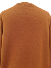 Cashmere and Silk Combination Animal Pattern Cardigan in Camel