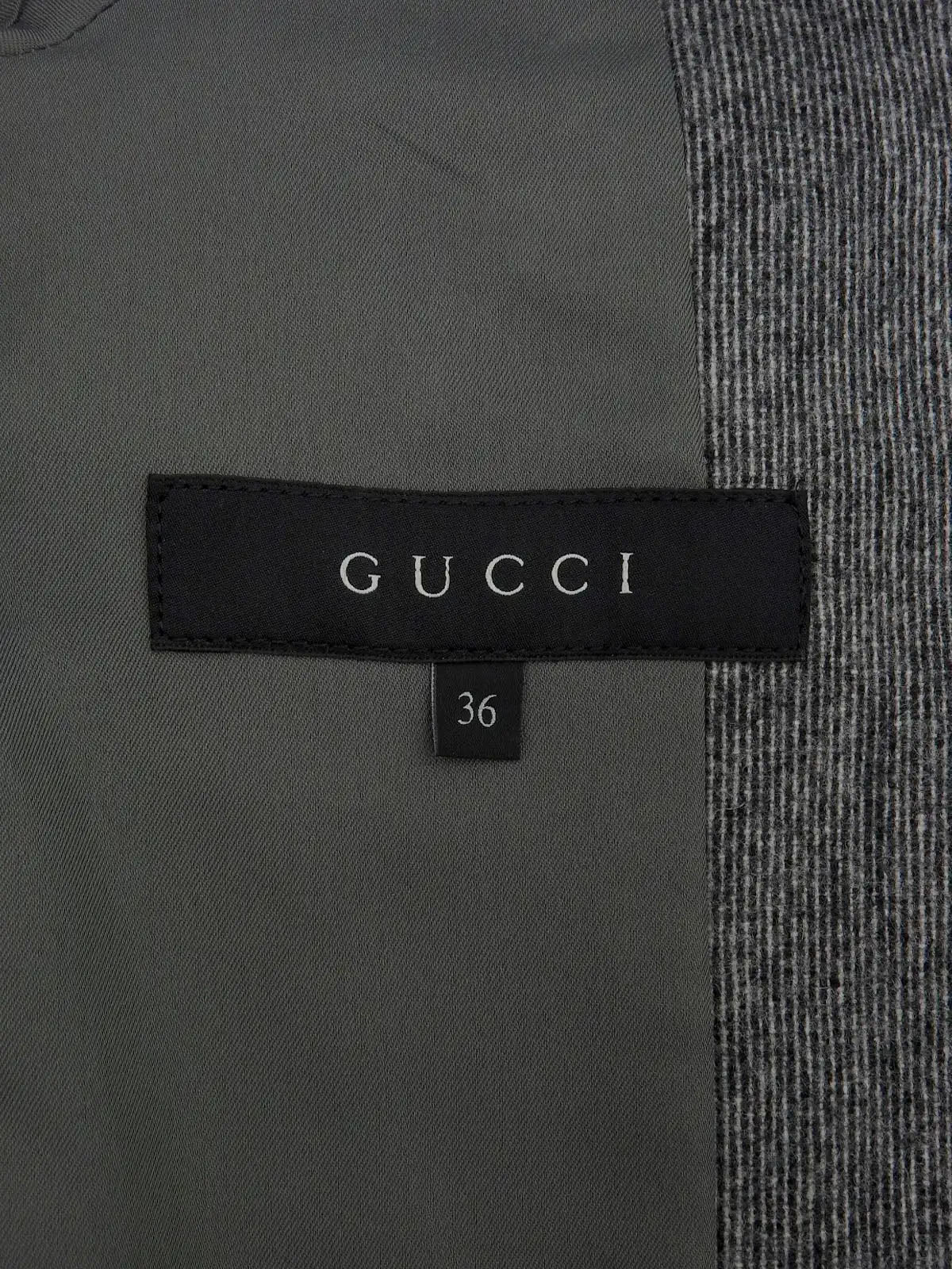 Wool and leather button double-breasted jacket in grey