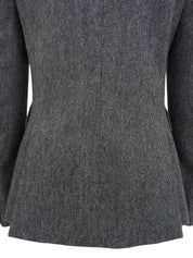 Wool and leather button double-breasted jacket in grey