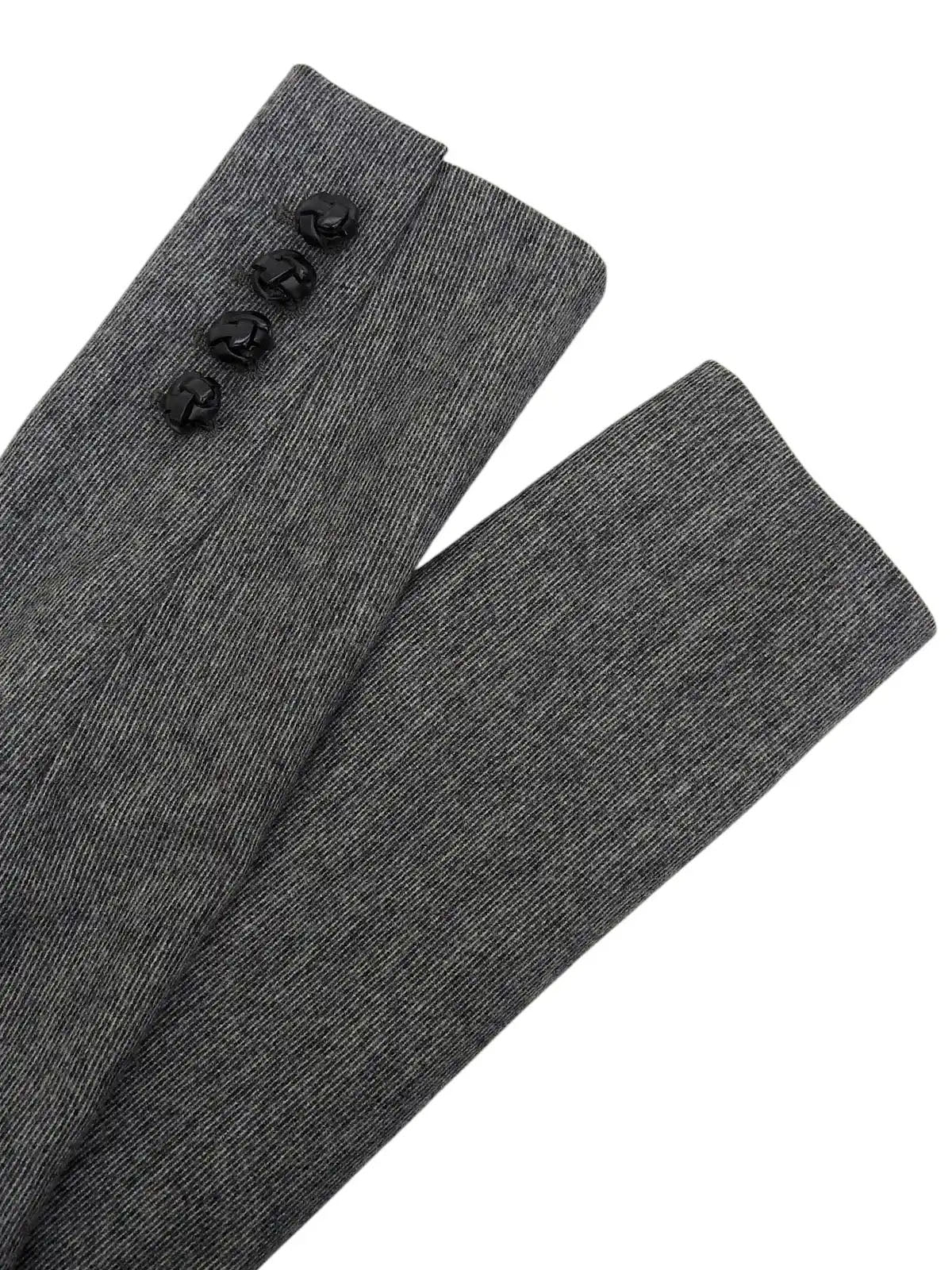 Wool and leather button double-breasted jacket in grey