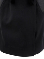 Cotton and leather combination long coat in black
