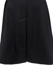 Cotton and leather combination long coat in black