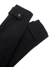 Cotton and leather combination long coat in black