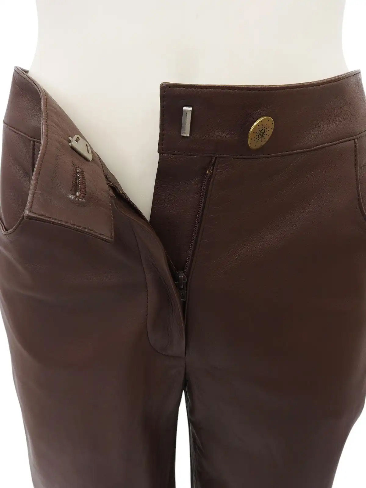 2001年製 レザーCCマークボタンパンツ ブラウン