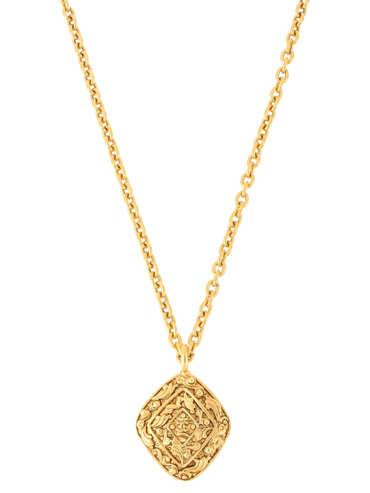 Diamond motif CC mark necklace gold