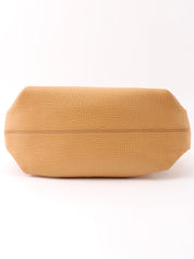 Logo embossed shoulder bag in beige