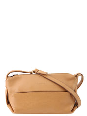 Logo embossed shoulder bag in beige