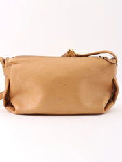 Logo embossed shoulder bag in beige