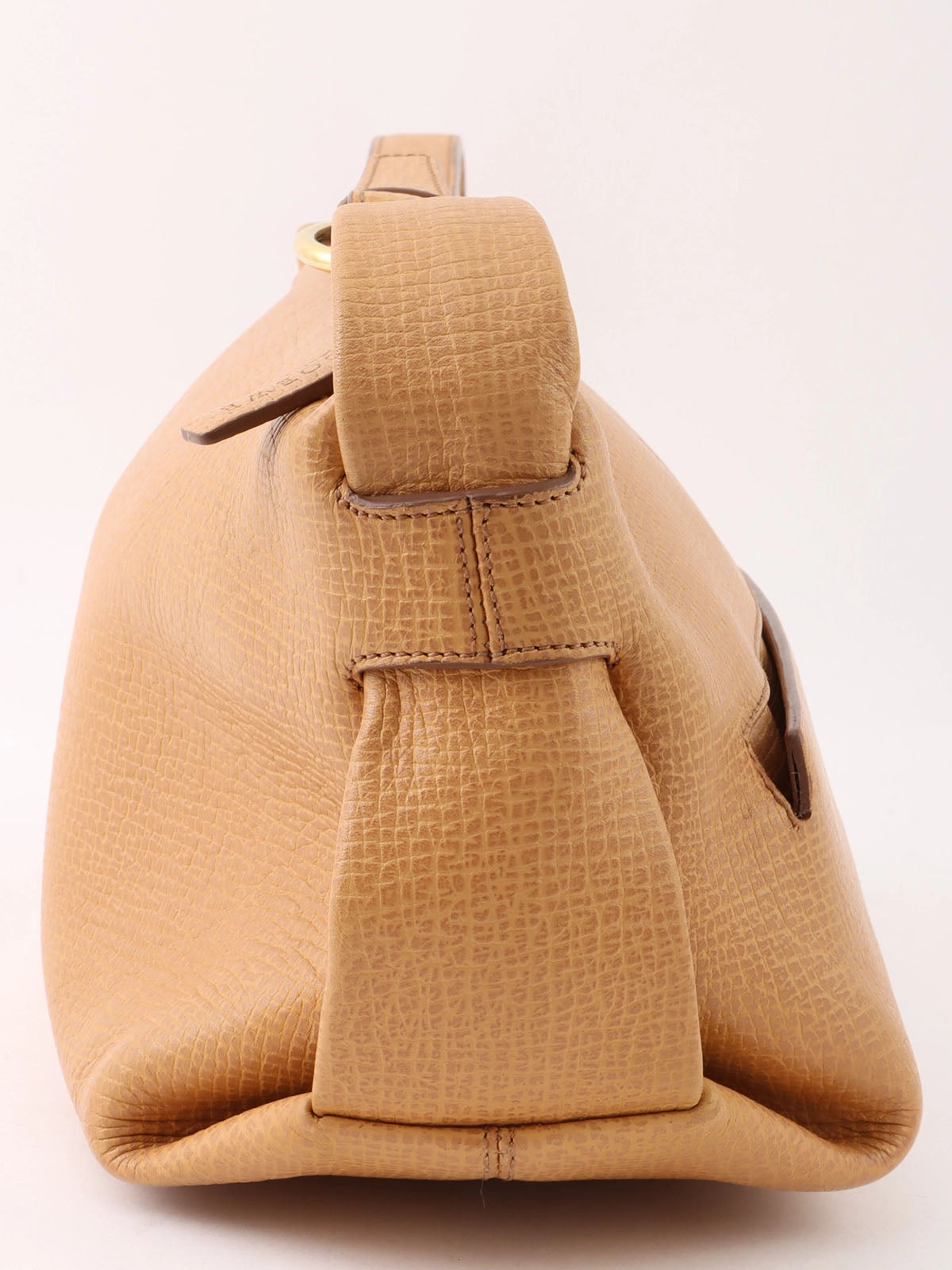 Logo embossed shoulder bag in beige
