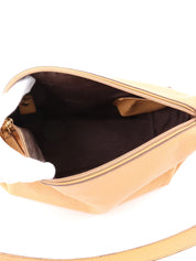 Logo embossed shoulder bag in beige