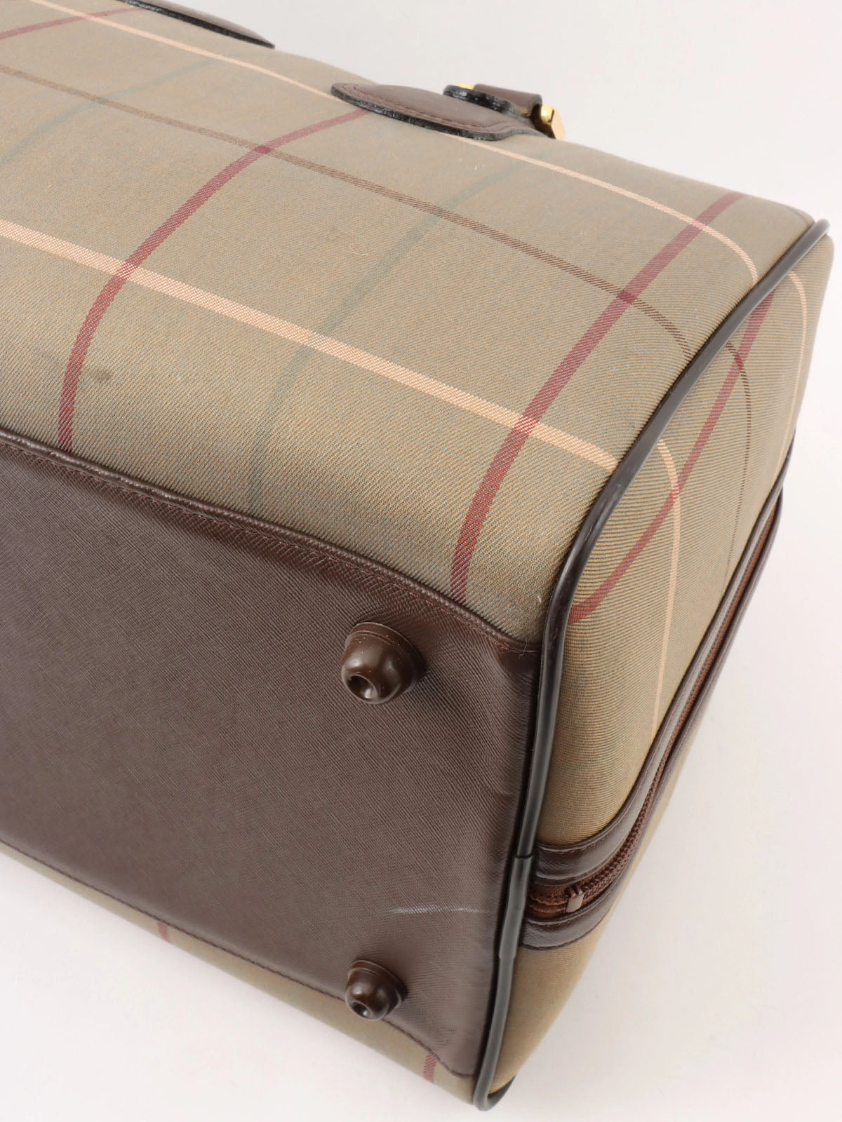 Check Pattern Boston Bag in Melon Yellow/Brown