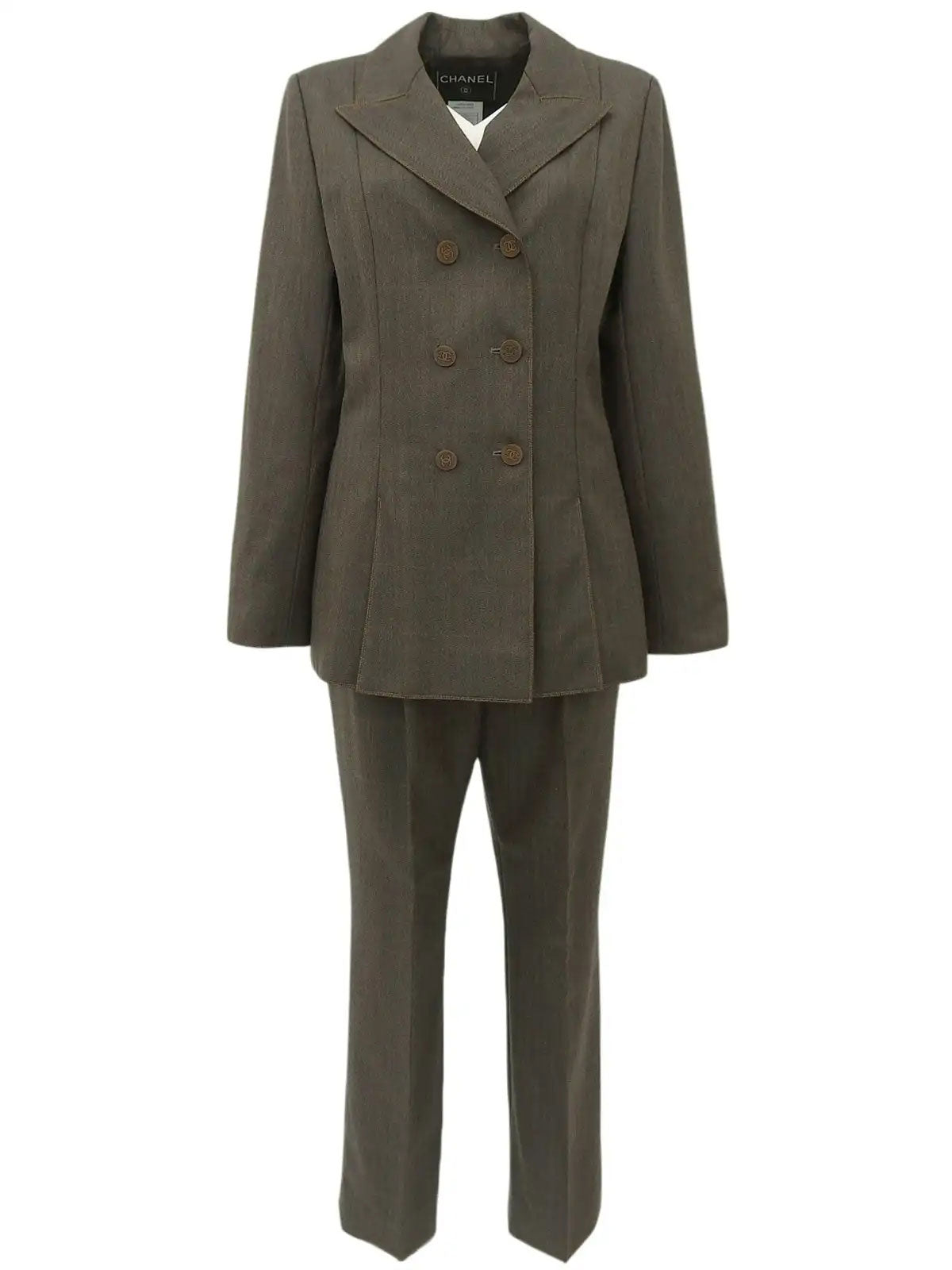 1998年製 チェックパターンCCマークボタンセットアップ ブラウン