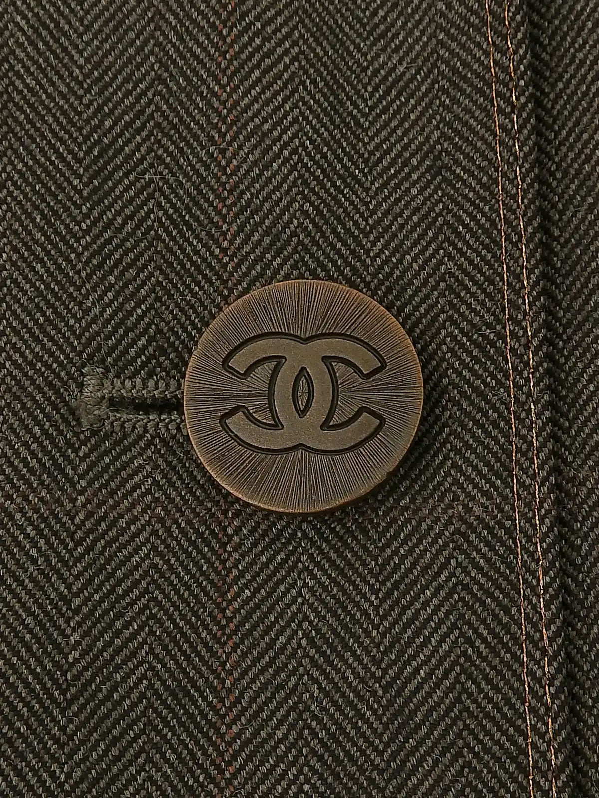 1998年製 チェックパターンCCマークボタンセットアップ ブラウン