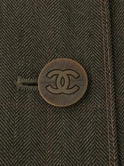 1998年製 チェックパターンCCマークボタンセットアップ ブラウン