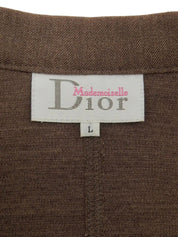 Brown wool oval zip-up long sleeve dress