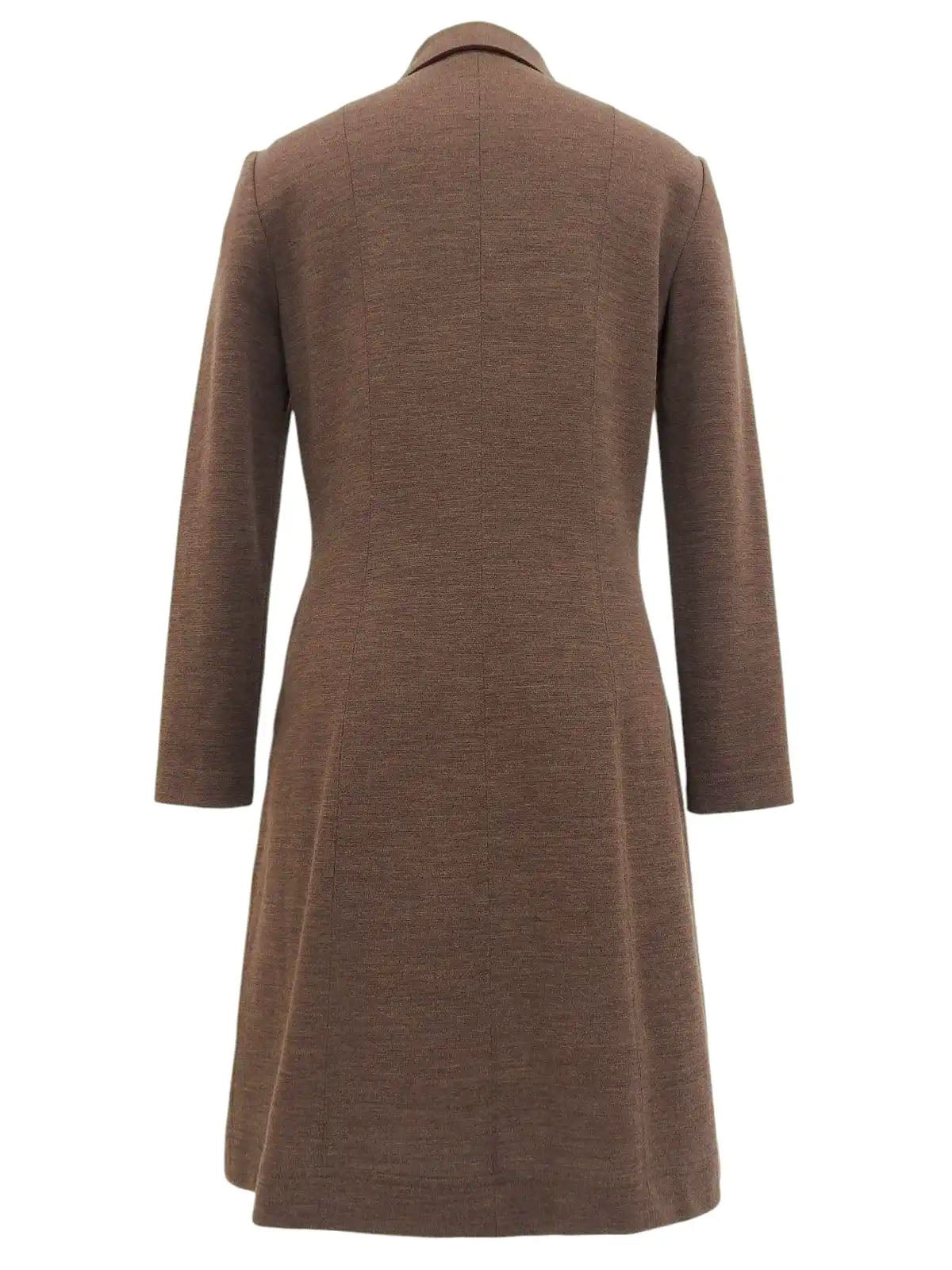 Brown wool oval zip-up long sleeve dress