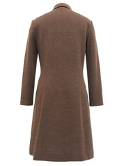 Brown wool oval zip-up long sleeve dress
