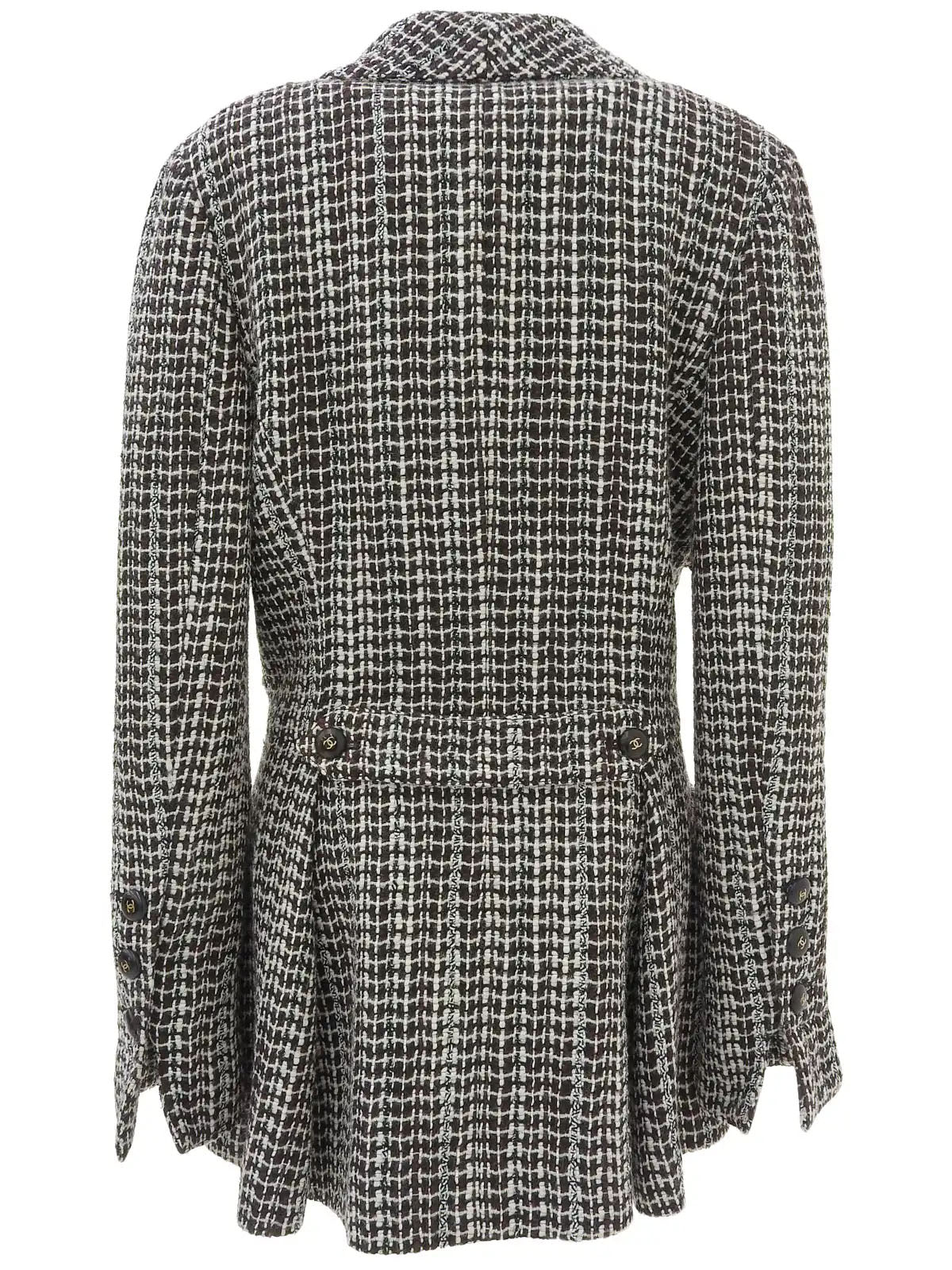 2001年製　ツイードCCマークボタンジャケット　アイボリー/ブラウン