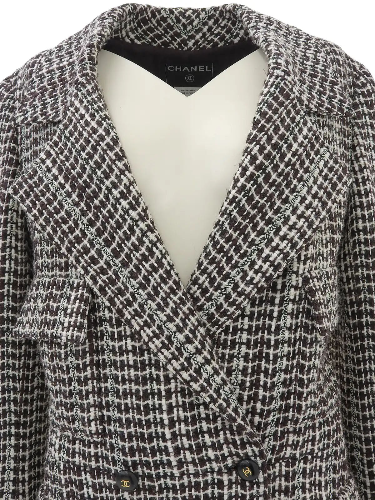 2001 Tweed CC Mark Button Jacket, Ivory/Brown