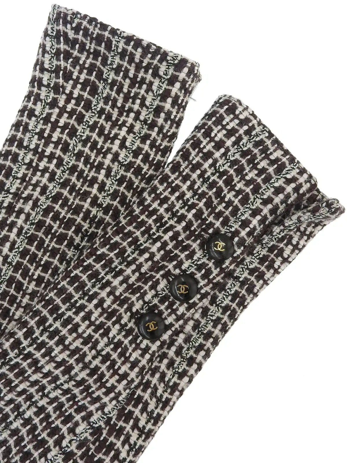 2001 Tweed CC Mark Button Jacket, Ivory/Brown