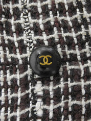 2001 Tweed CC Mark 纽扣夹克，象牙色/棕色