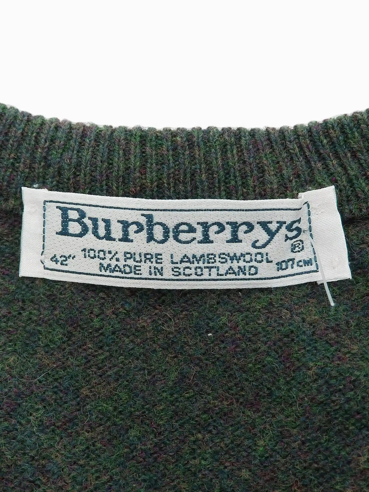 ウールロゴ刺繍ロングスリーブニットトップス　グリーン/マルチ