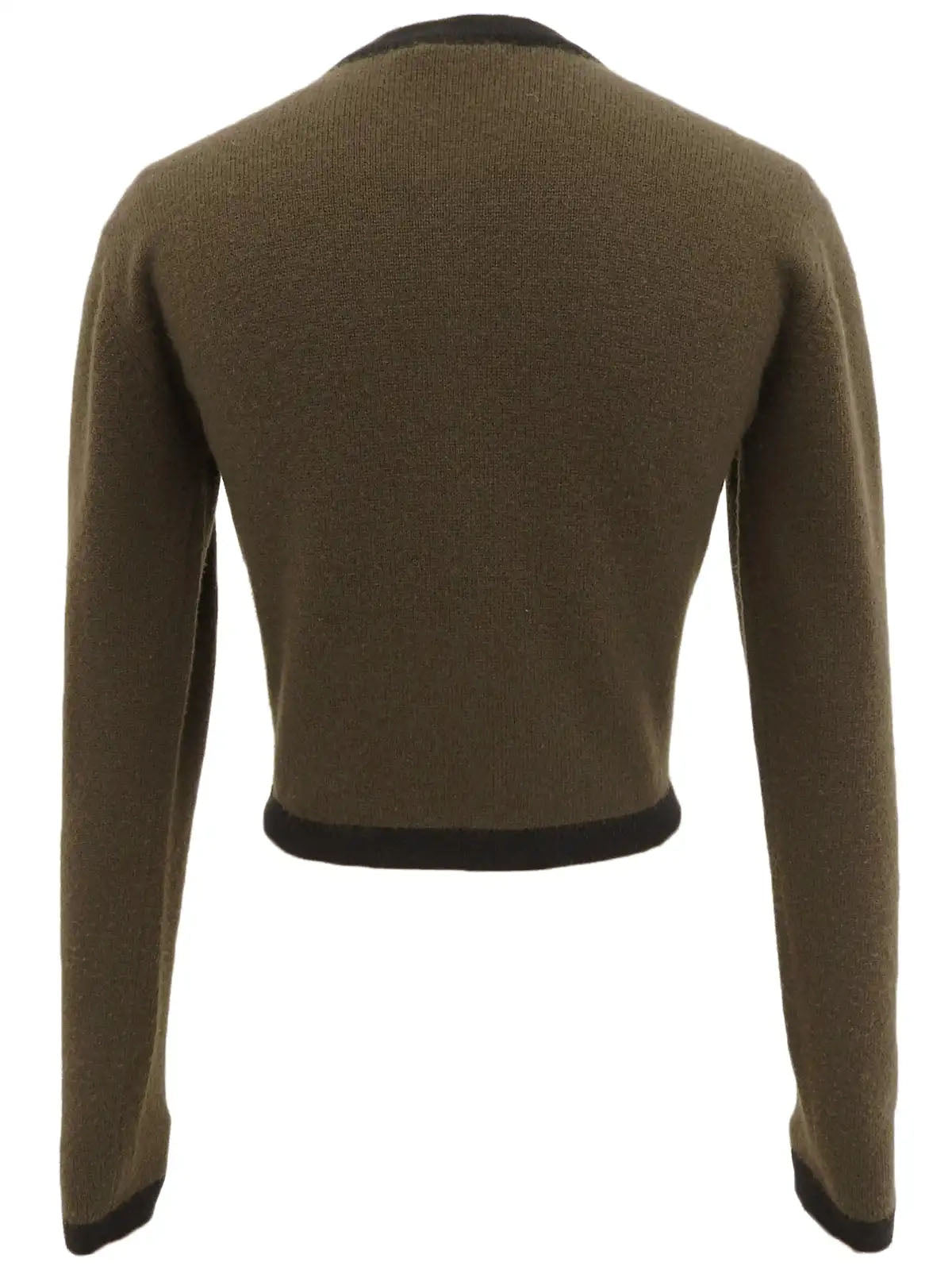 1994年製 カシミアバイカラーCCマークボタンカーディガン ダークブラウン/ブラック