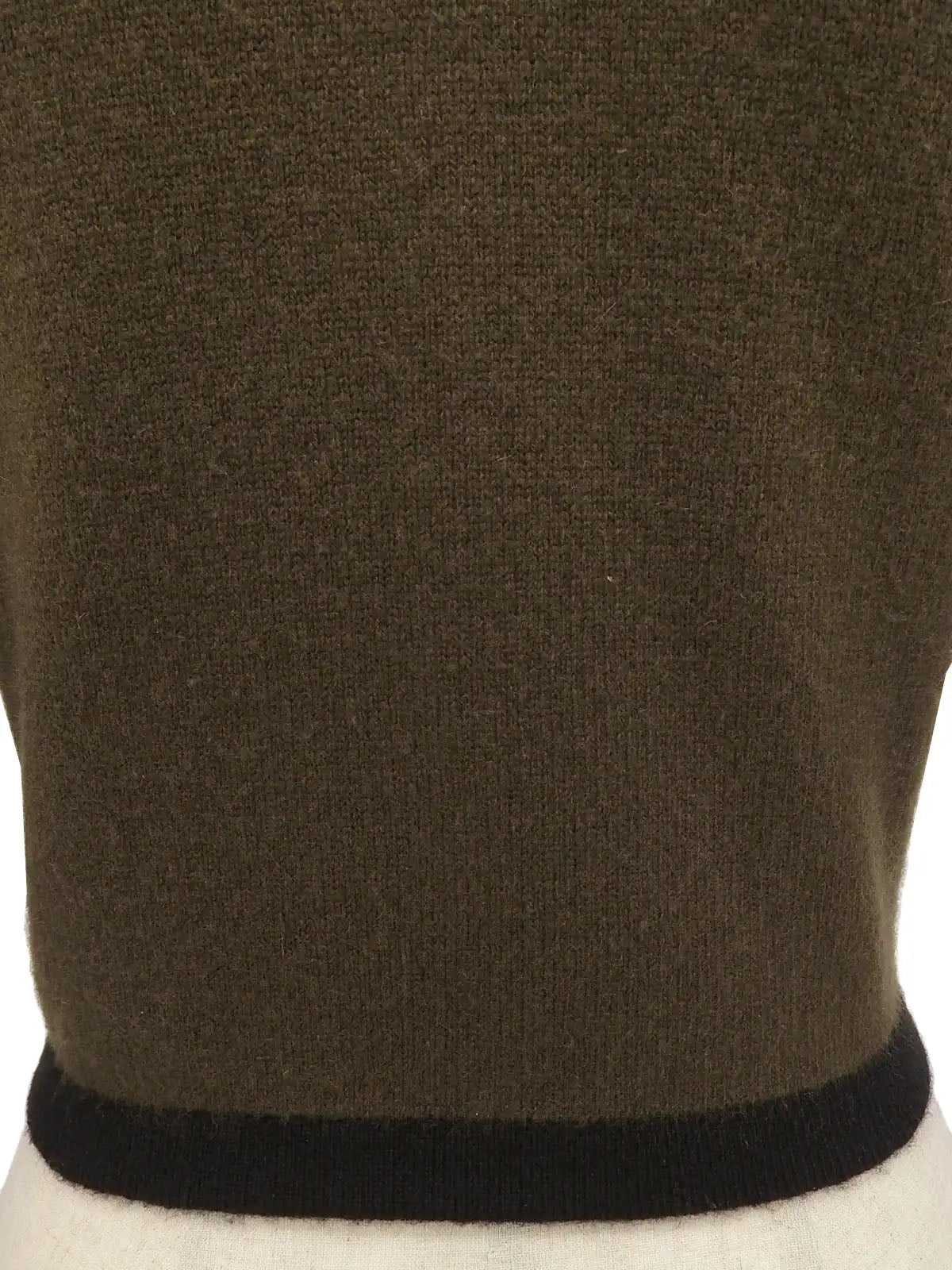 1994年製 カシミアバイカラーCCマークボタンカーディガン ダークブラウン/ブラック