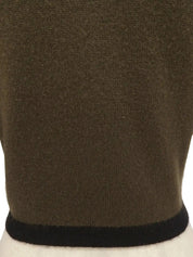 1994 Cashmere Two-Tone CC Mark Button Cardigan in Dark Brown/Black