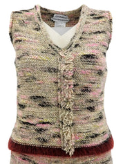 1999 Knit Logo Plate Sleeveless Set, Beige/Multi