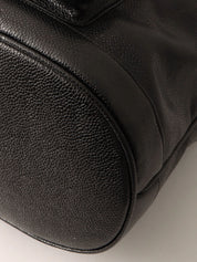 1995年頃製　キャビアスキンCCターンロックプレートポーチ付き巾着ショルダーバッグ　ブラック