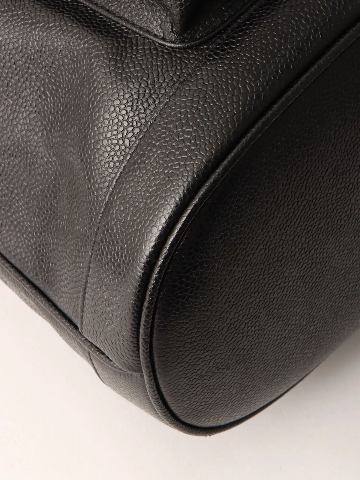 1995年頃製　キャビアスキンCCターンロックプレートポーチ付き巾着ショルダーバッグ　ブラック