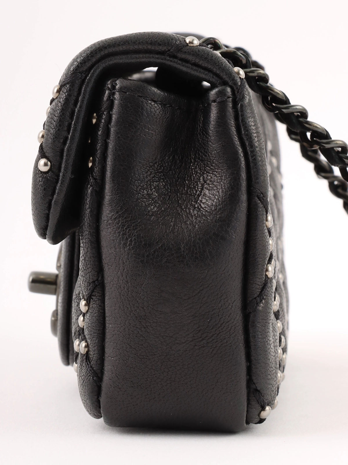2014 Studded CC Turnlock Chain Bag Mini Black