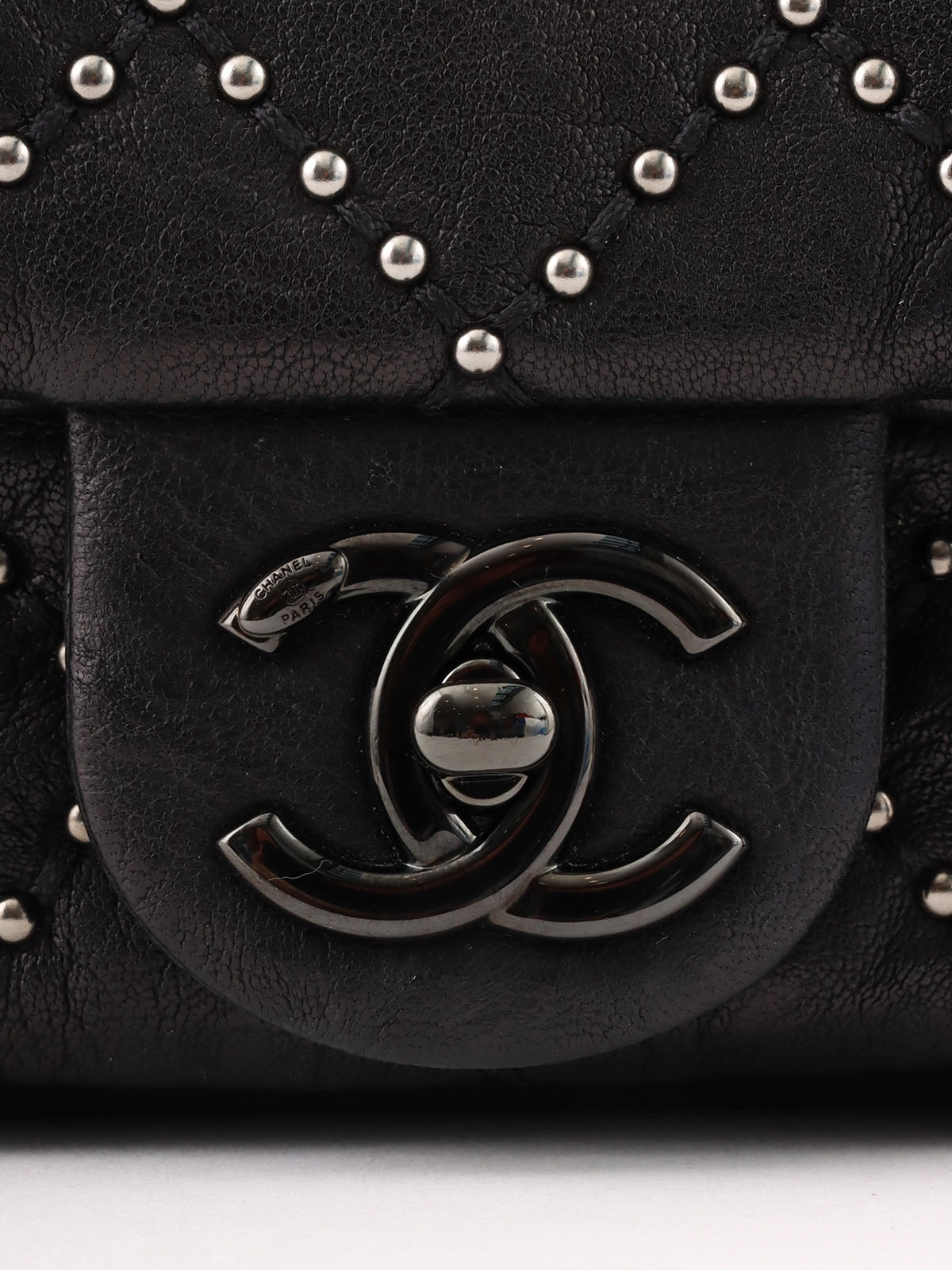2014 Studded CC Turnlock Chain Bag Mini Black