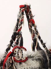 2010年頃製　ファンタジーファーCCマークチャームショルダーバッグ　グレー／マルチ