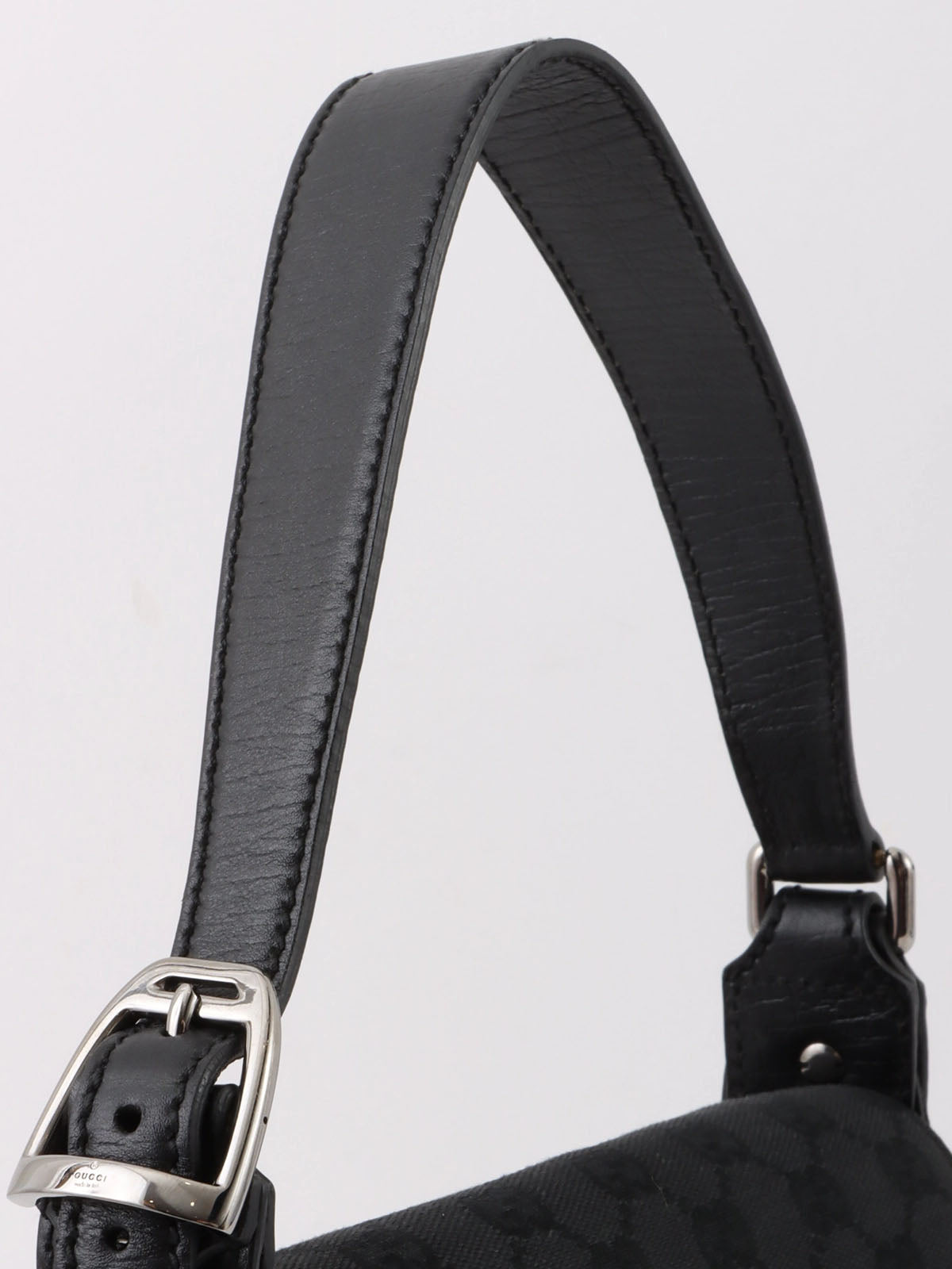 キャンバスGGパターンホースビットプレートショルダーバッグ　ブラック