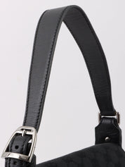 キャンバスGGパターンホースビットプレートショルダーバッグ　ブラック