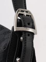 キャンバスGGパターンホースビットプレートショルダーバッグ　ブラック