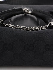 キャンバスGGパターンホースビットプレートショルダーバッグ　ブラック