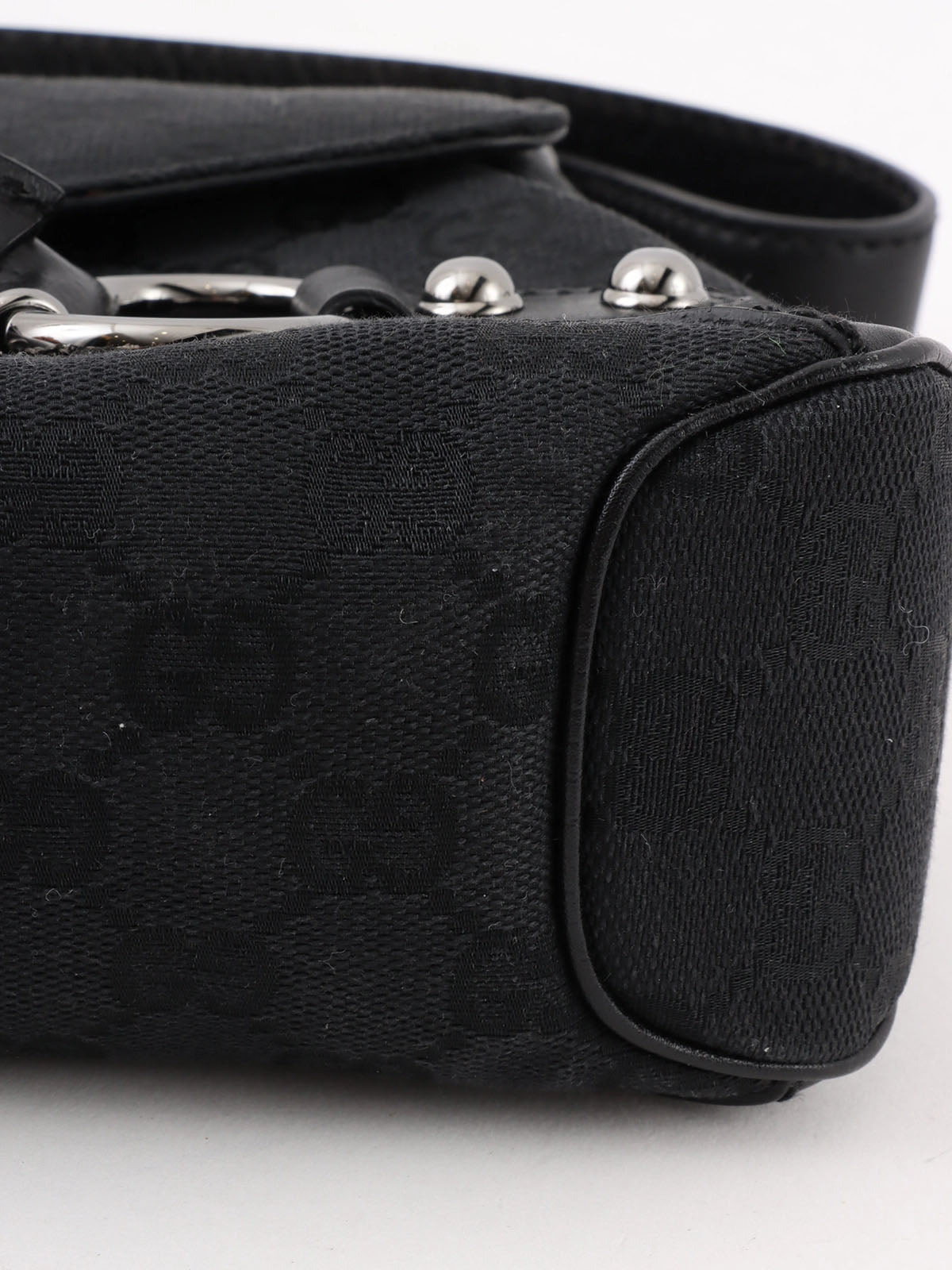 キャンバスGGパターンホースビットプレートショルダーバッグ　ブラック