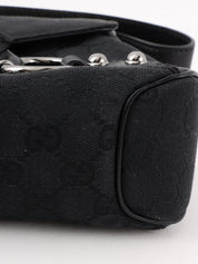 キャンバスGGパターンホースビットプレートショルダーバッグ　ブラック