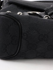 キャンバスGGパターンホースビットプレートショルダーバッグ　ブラック