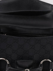 キャンバスGGパターンホースビットプレートショルダーバッグ　ブラック