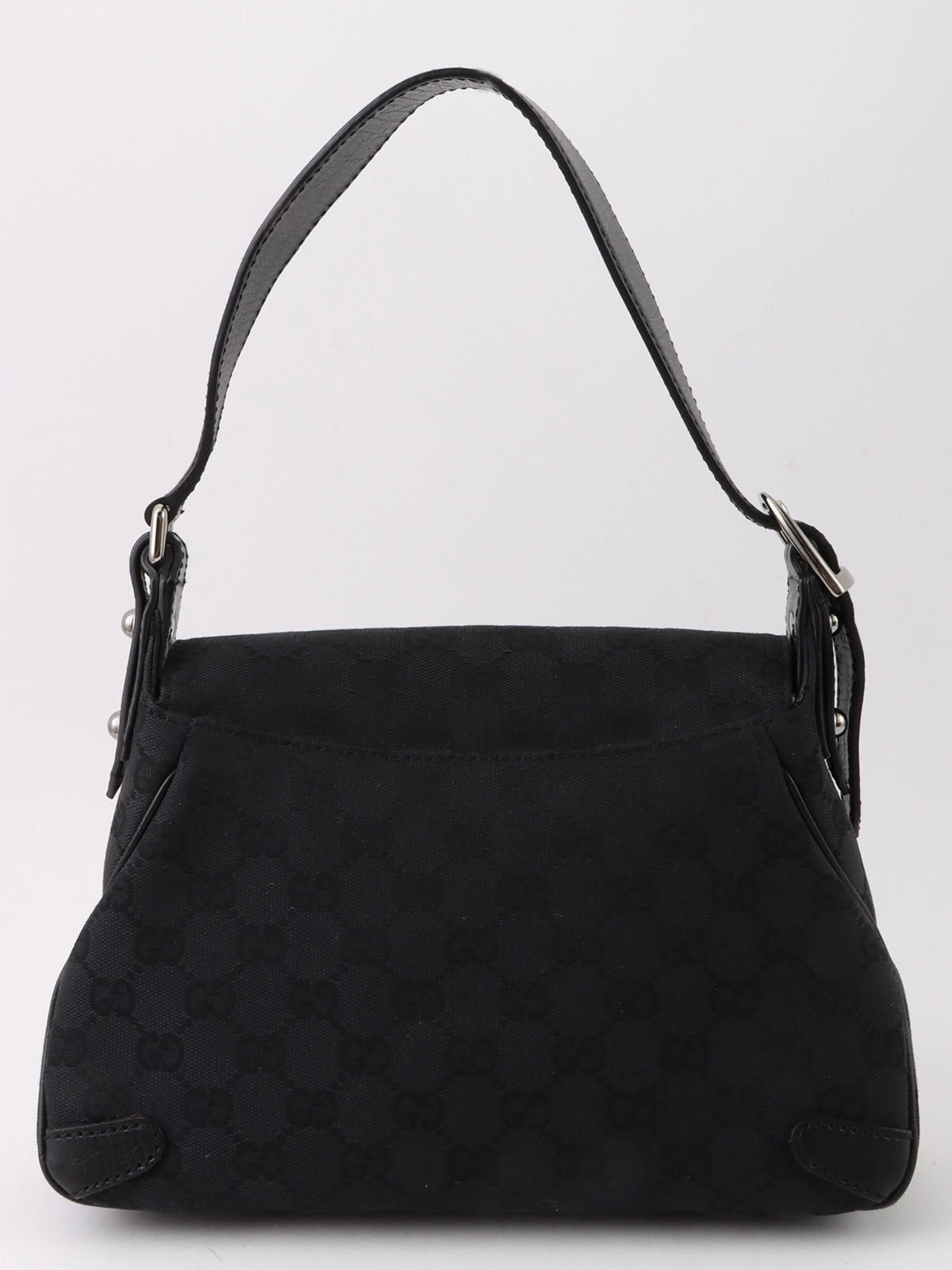 キャンバスGGパターンホースビットプレートショルダーバッグ　ブラック