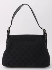 キャンバスGGパターンホースビットプレートショルダーバッグ　ブラック