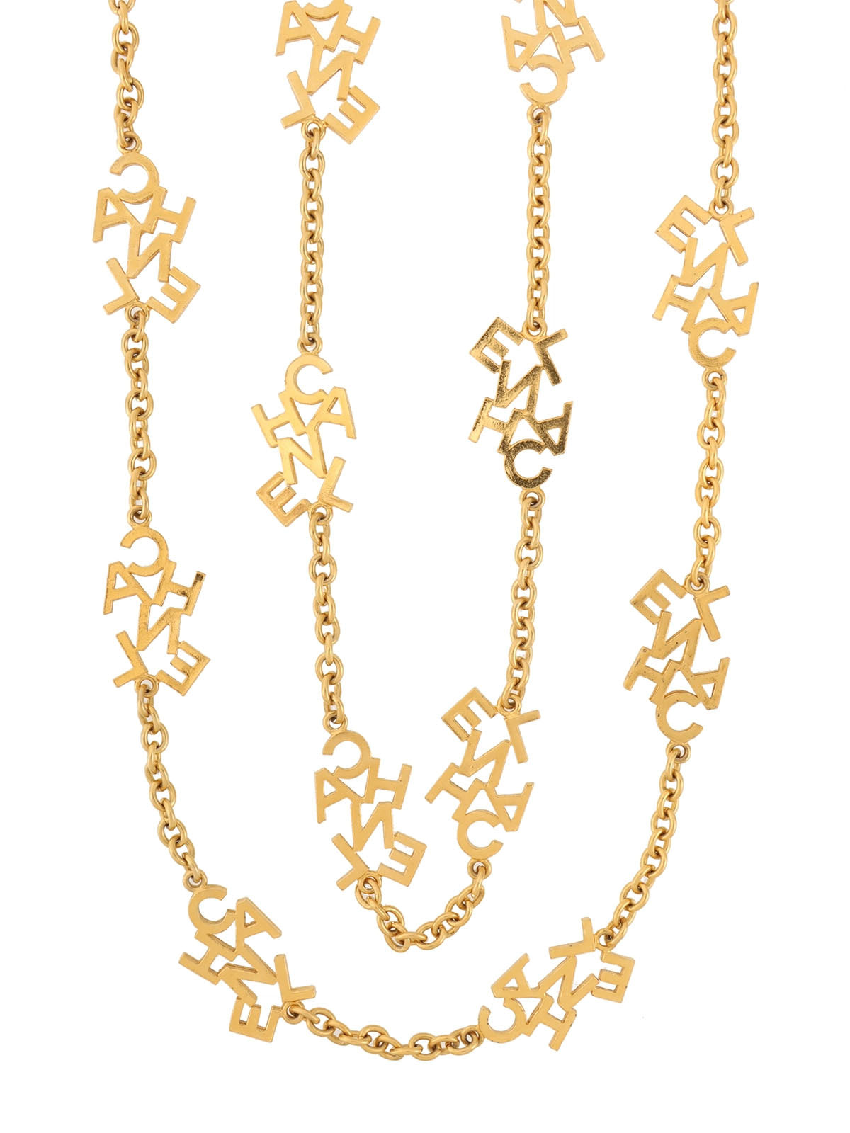 ロゴプレートロングネックレス　ゴールド