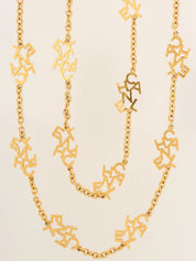 ロゴプレートロングネックレス　ゴールド