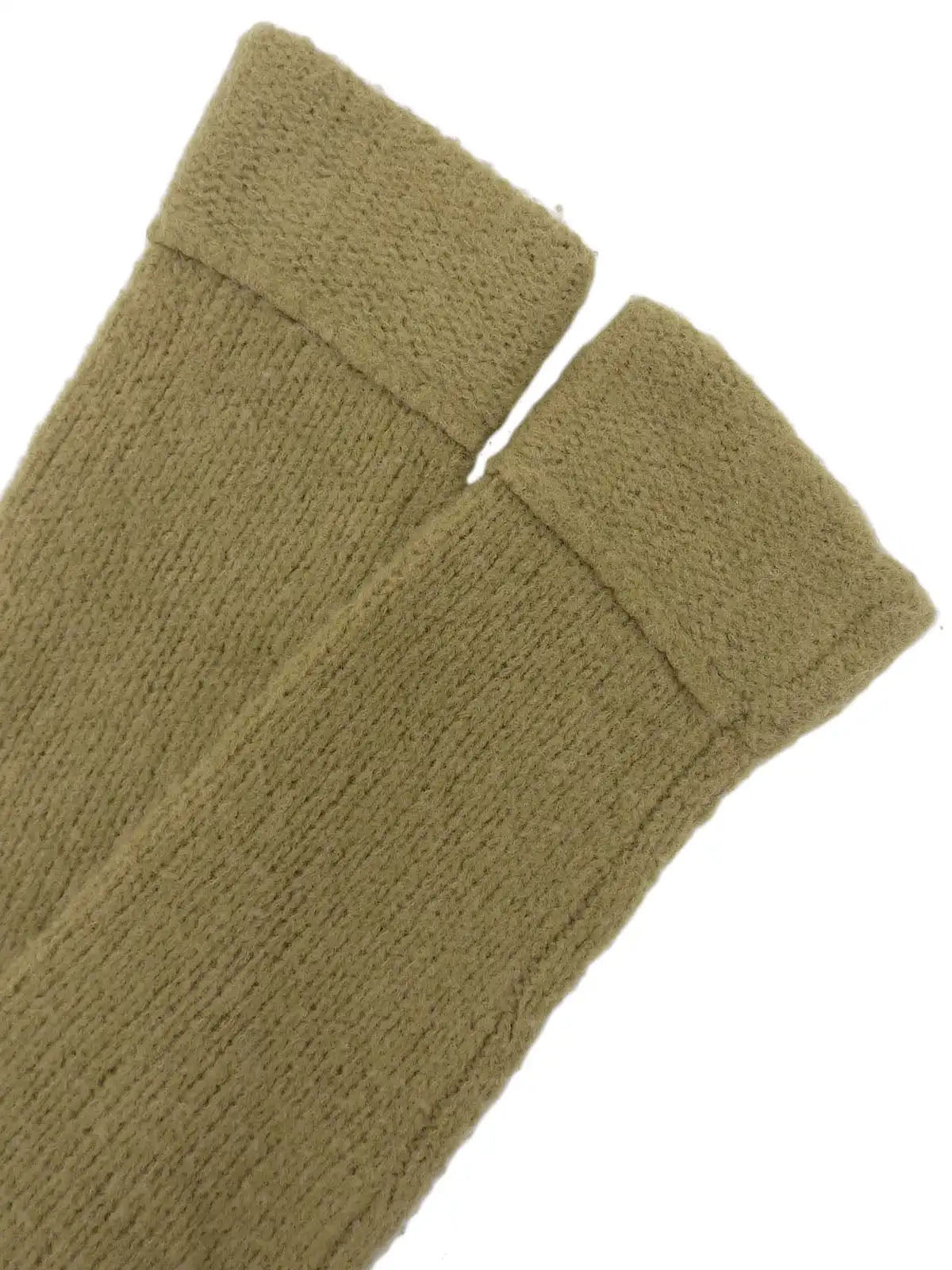 ウールハイネックニットセーター カーキ