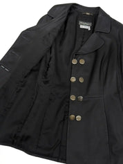 Real Leather Logo Button Jacket in Black